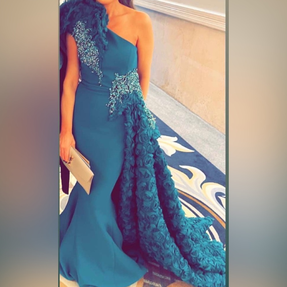 Emerald Green Halter Maxi Dress Embellished Ruffled